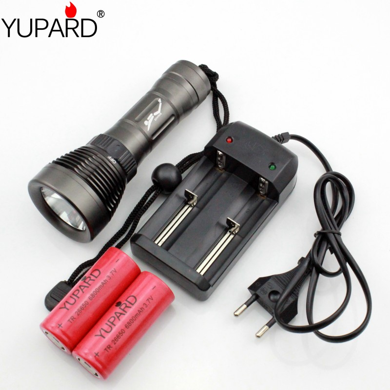 diving diver Underwater CREE XM-L2 T6 LED Flashlight Torch Waterproof Light Lamp+2* 6800mAh 26650 rechargeable Battery+charger