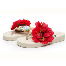 2016 Hot Sale 5 Color Brand Design Women Summer Style Sandals Big Flower Flip Flops Lady Flat Shoes Drop Shipping SHS127