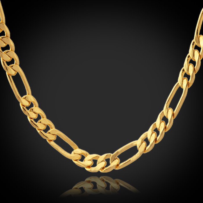 www.bagsaleusa.com : Buy Figaro Necklace Gold Chain For Men High Quality 18K Real Gold Plated Gold ...