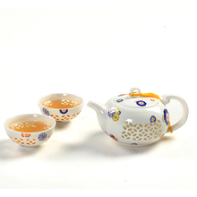 Chinese Red Kung Fu Tea Set Ultra Thin Exquisite Teaset Bone China TeaPot Ceramic Tea Cup