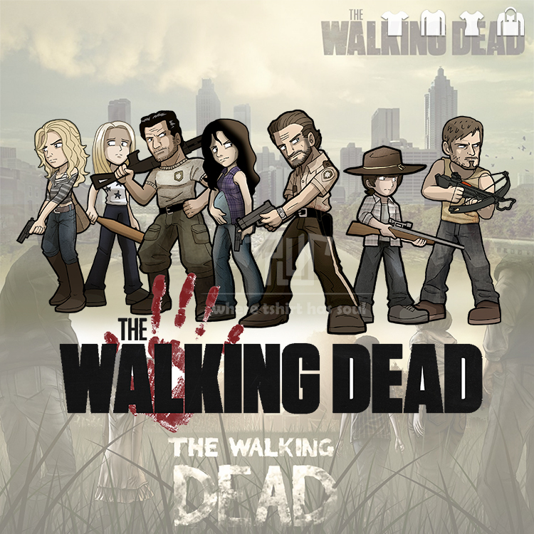 FREE SHIPPING the walking dead t shirt men unisex straight cut short sleeve o neck 100