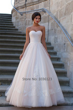 Vestidos de noiva Sweetheart wedding dresses lace applique simple elegant bridal gowns tulle floor length lace