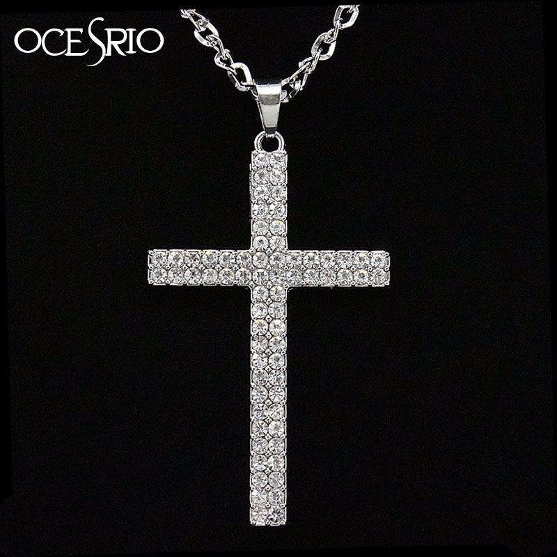 Silver Big Cross Necklaces & Pendants Long Pendant Necklaces Hip Hop
