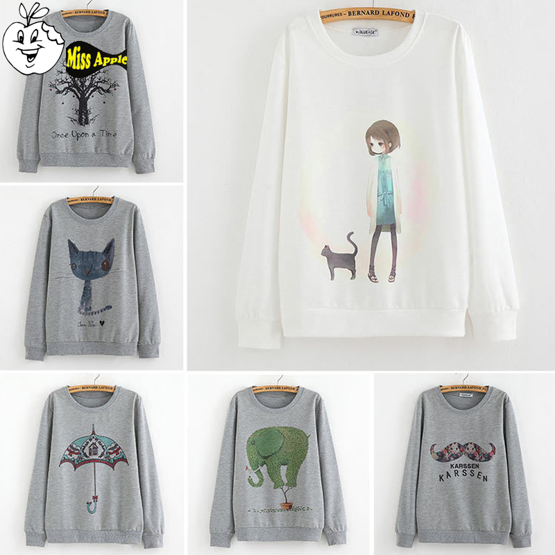 Mrs And cat Take a walk harajuku sweatshirt hoodies 2015 autumn style women hoodies tracksuits sport