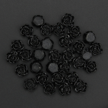 50pcs 3d nail art charm jewelry 6mm black resin flower decoration for nails stud diy glue