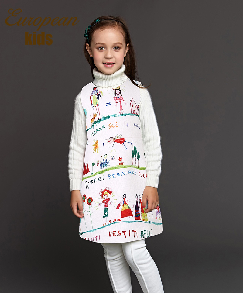 Brand 2015 Girl Dress Printed Floral Chiffon Baby Girls Dress with Sashes Vestidos Infantis De Festa Fashion Girls Clothes 2-10Y