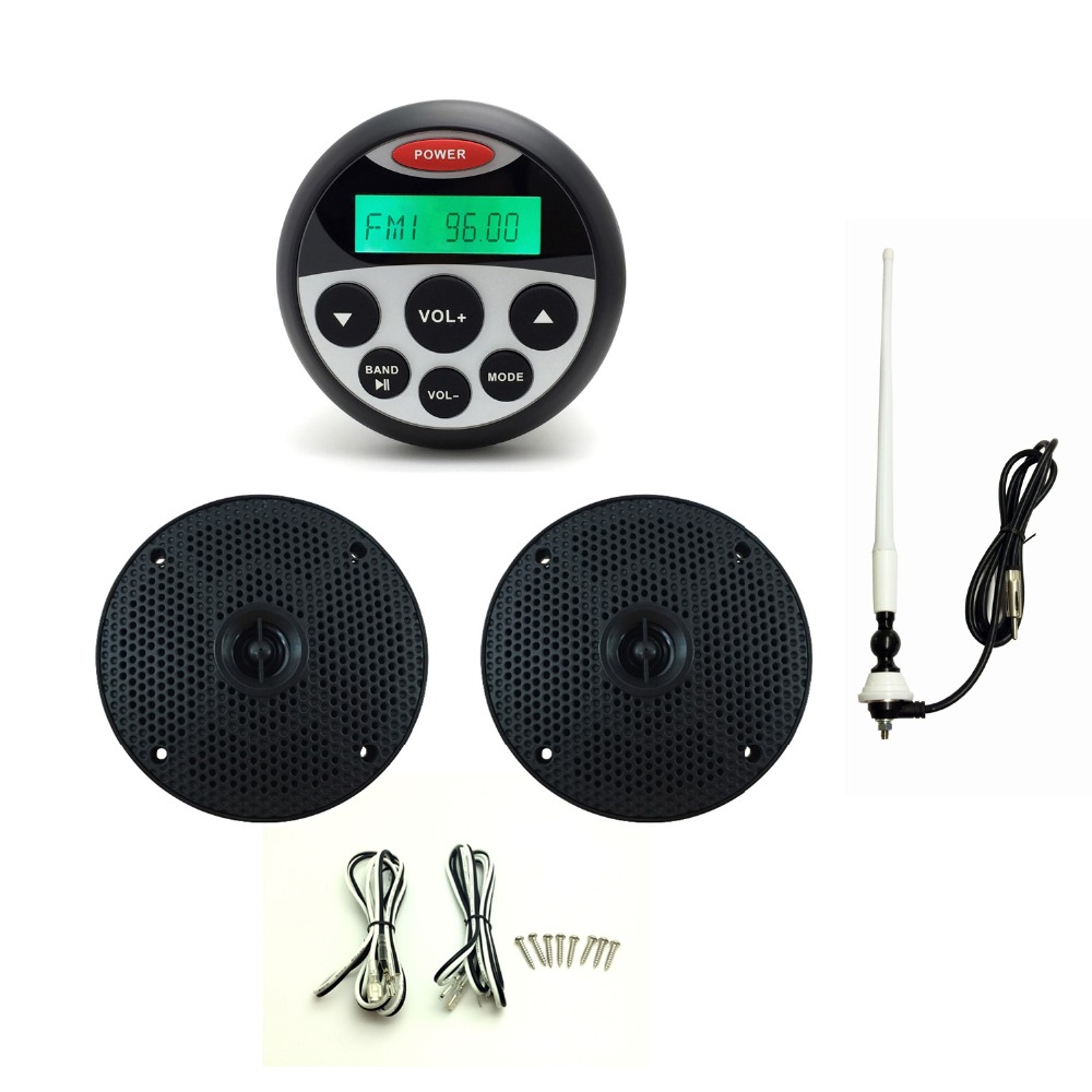 Waterproof Marine Radio Stereo SPA UTV ATV Sound System for Tractor MP3 USB Player + 6.5 inch