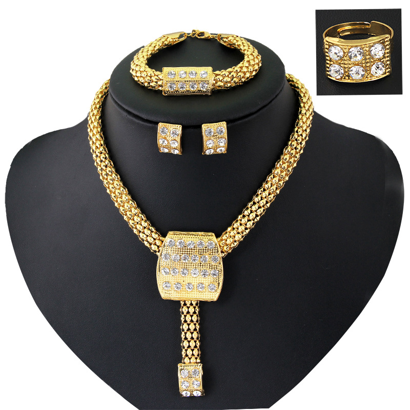 Price African costume jewelry sets 18k gold plated rhinestones bridal 