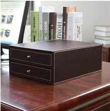 2-drawer wood structure leather container desk filing cabinet office storage box office organizer document container WJG001