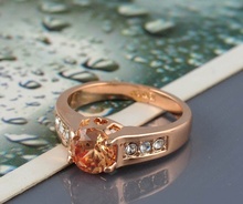 LZESHINE Brand Wedding Ring 18K Rose Gold Plated Engagement Ring With Round Austrian Crystals Free Shipping