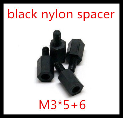 Гаджет  100pcs /lot M3*5+5   Black Nylon None Аппаратные средства