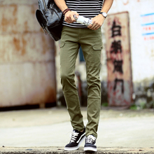 2015 New Autumn Men’s Long Slim Elastic Casual Pants Men Flexiable Material Trousers Man Pencil Pants Size 36