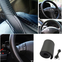 1PCDIY Car Steering Wheel Cover With Needles and Thread Artificial leather Gray/ Beige/ Black China Post Free Shipping