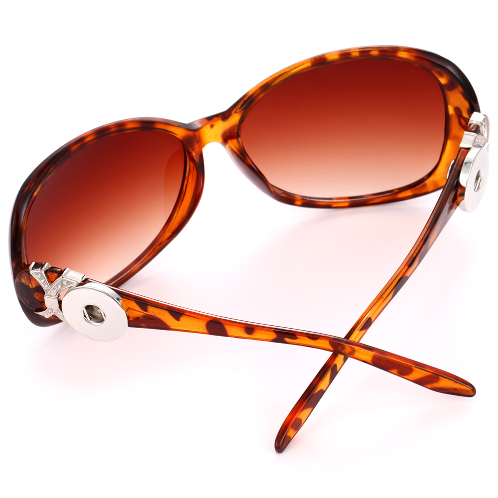 New Snap Jewelry Leopard Snap Button Sunglasses Retro Oval Glasses