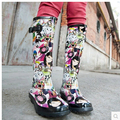 Fresh Red Cool Women's Fashion Knee High Rain Boots Motorcycle