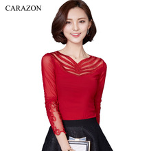 Summer Women Blouse Gauze Casual Long Sleeve V Neck Slim Blouse BJ1230