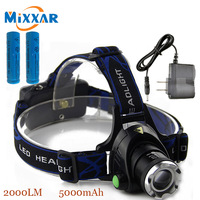 ZK30 Led Headlamp Cree XM L T6 2000LM Head Light Zoomable Focus Head Torch Rechargeable Headlight