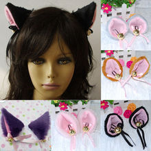 1 Pair Anime Costume Cat Fox Ears Long Faux-Fur Hair Clip Pair Party Cosplay Hair Accessories