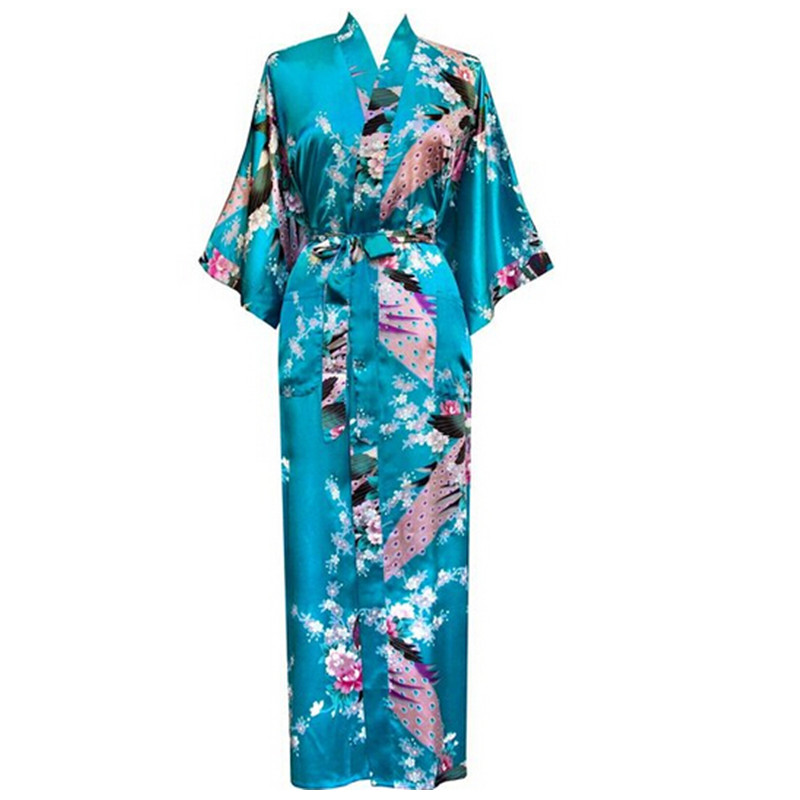 Plus Size S-XXXL Bathrobe With Belt Japanese Geisha Yukata Kimono Women Satin Robe Sexy Sleepwear Flower