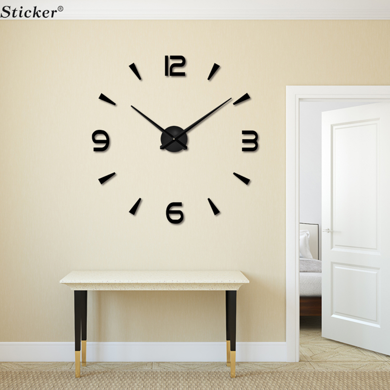 Home Decor 3D big size wall mirror sticker wall clock DIY acrylic mirror sticker wall clock living room meetting room