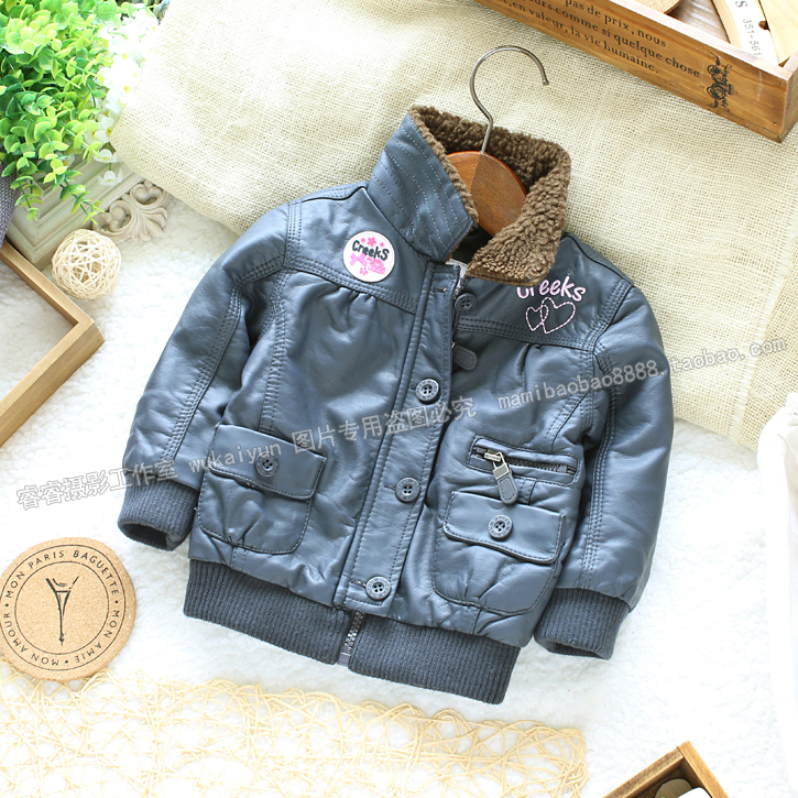 Free shipping Retail new 2013 fashion children's winter jacket for girls leather clothing baby outerwear kids leather jacket