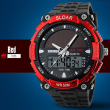skmei men s outdoor recreational diving watches LED display multi purpose military observer solar watch relogio