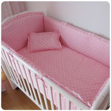 Promotion! 6PCS crib bedding sets for kids,baby crib bedding sets,baby care bed(bumpers+sheet+pillow cover)