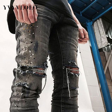 YVYVLOLO Men’s Jeans Represent Brand Clothing Designer Jeans Kanye With Paragraph Denim Robin Ripped Jeans Men 2016 Pantalones