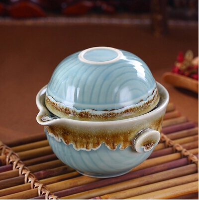  gaiwan Longquan Celadon porcelain Ceramic tea pot sets Chinese Kung Fu Tea Quik Cup free