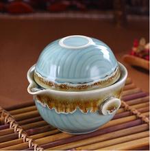 2014 Longquan Celadon porcelain Ceramic tea sets Chinese Kung Fu Tea Quik Cup One pot and One cup free shipping Travel tea maker