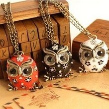 N170  Chains Necklaces The animal Round  Enamel Crystal Flower Owl Necklace neckalces for women vintage jewelry wholesale D