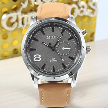 2015 New Arrival Vintage Sport Dull Polish Leather Strap Military Watches Quartz Brand Fashion Men Wristwatches