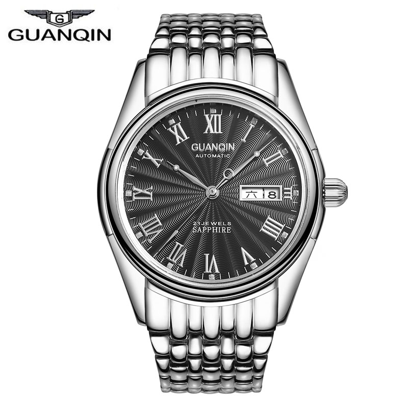 mens watches top brand luxury GUANQIN Men watches Automatic Mechanical stainless steel waterproof Luminous relogio masculino