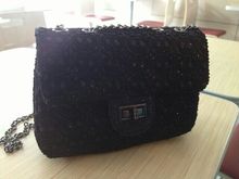 Black glitter lace buckle chain bag cute fashion fun mini shoulder bag high quality fabrics fashion