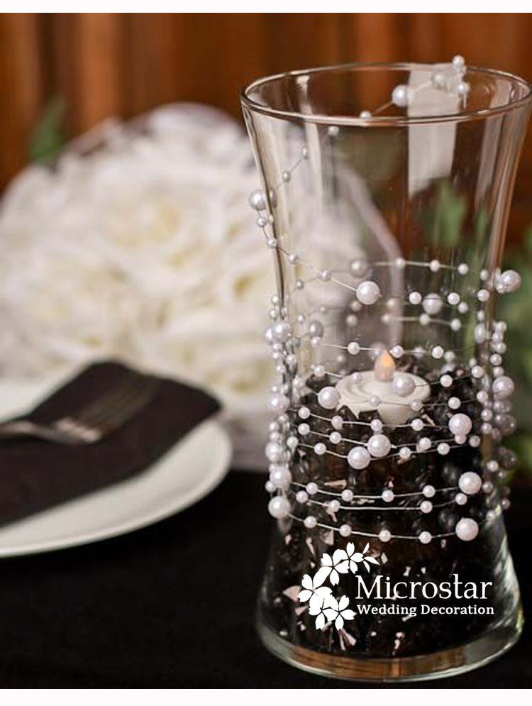 Wedding Pearl Beads Garland Decoration Ivory Centerpiece flowertable desk DIY Crafting accessory Birthday Party Cake Deco (3)