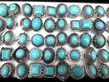 30pcs natural turquoise stone tribal lady’s vintage silver rings