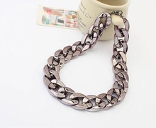 Europe and Punk Coarse Textured Plastic Chain Necklace Jewelry Wholesale Gold and Sliver Color