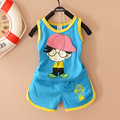 Baby boy clothes 2016 Brand summer kids clothes sets vest pants suit clothing set boy Printed