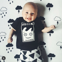 2016 new summer clothes young fashion cotton printed letter T-shirt +trousers 2 pieces infant clothing newborn baby clothing set