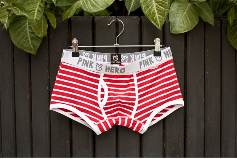 1pc Wholesale Sexy Men Boxer Shorts cotton Striped Men Boxers pink hero underwear Male Boxer Shorts 4 Size M L XL XXL (20)