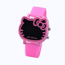 Moda ocio electrónica Hello Kitty explosión LED reloj del silicón de la historieta hermosas mujeres pulsera