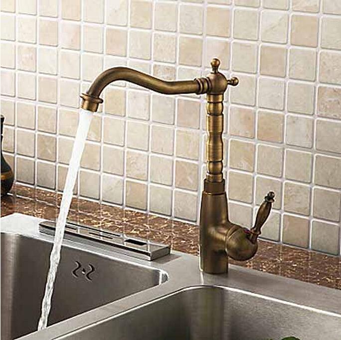 Single Handle Antique Brass Centerset Bathroom Sink Mixer Tap Kitchen Faucet