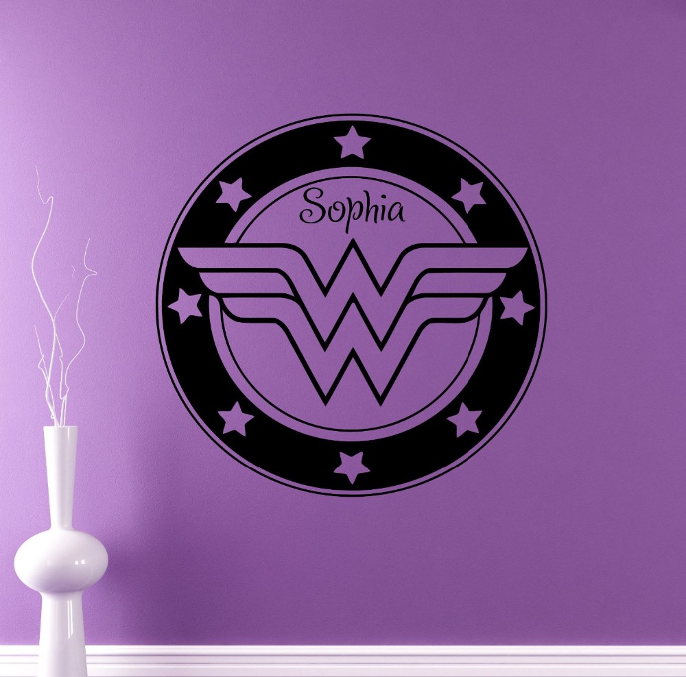 Personalized Name Wall Decal Wonder Woman Vinyl wall Sticker Custom Decals Home Decor Removable Decor Wall Art home decoration