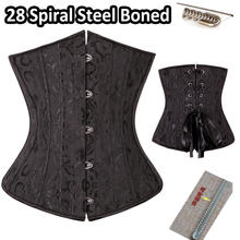 28 Steel Boned Corset Top Waist Training Corsets Bustier Black Floral Embroidery Best Gra Body Shaper