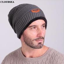 Mens Winter Beanies Knitted Hats Caps Think Warm Fleece Inside Skiing Outdoor Sport Baggy Beanie Stripe Black Dark Gray Khaki