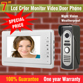 7 TFT Color Monitor Video Door Phone Intercom Doorbell System Kit IR Camera Doorphone Speakerphone Intercom