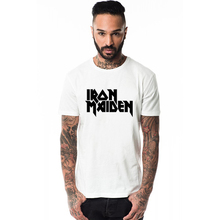 British Heavy Metal Iron Maiden Logo Letter Print Men T Shirt Cotton Male T-shirt Man Top Tee Shirt Boy Printed Clothing Music