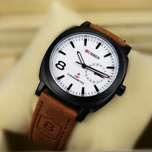 Reloj militar CURREN M8139 analógico cuero genuino correa relojes deportivos caja de acero hombres cuarzo reloj caliente de la venta