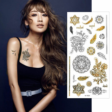 Styles Tattoo Stickers Stencils For Cosmetic Body Sleeve Hand Art Temporary Cool Glitter Metal Golden Tattoos