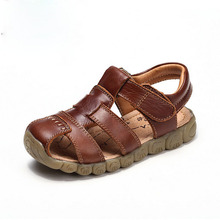 2015 New 4 Designs Boys Soft Leather Sandals Baby Boys Summer Prewalker Soft Sole Genuine Leather Beach Sandals Size 21-36,YJ028